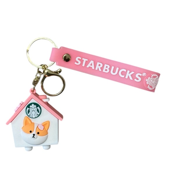 Starbucks Corgi Charm Keychain Pink Strap Gold Hardware Cute Collectible✨NWOT - Picture 6 of 11